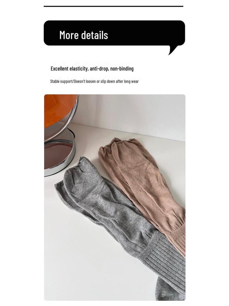 Lazy Style Over-the-Knee Women's Socks: Autumn/Winter White & Grey Scrunch, Thigh-High, Calf Boot Socks, Cotton, Japanese JK Style.