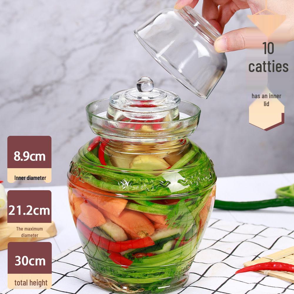 Thickened Glass Jar for Pickling: Sealed Household Container for Vegetables and Sauerkraut.