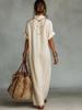 2026 Spring/Summer Loose Pocket Lapel Cotton Linen Dress - European & American Style