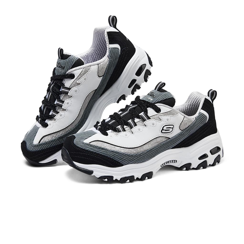 Skechers DLites 1.0 Moda Versátil Duradero Caña Baja Zapatos de Papá Zapatilla para Mujer Blanco Negro 150242-WBGY