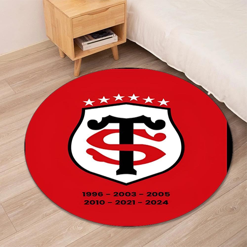 Stade Toulousain Printed Round Rug Carpet Chair Rug Area Rug Entryway Doormats,for Office Chair Living Room Bedroom Kitchen Room.
