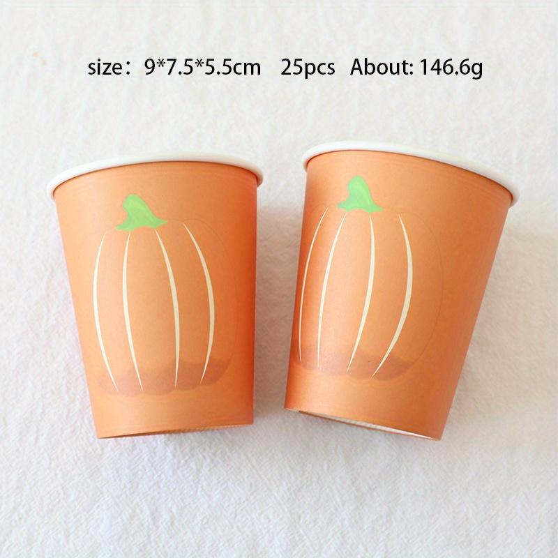 

25 шт. в упаковке для вечеринки в честь Дня благодарения на Хэллоуин, одноразовые бумажные тарелки-стаканы в виде тыквы на Хэллоуин 25pcs