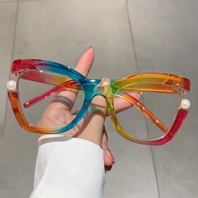 Vintage Tęczowe Perłowe Oprawki Okularowe Koci Oczko Damskie Luksusowe Designerskie Oprawki Modne Optyczne Oprawki Damska Moda