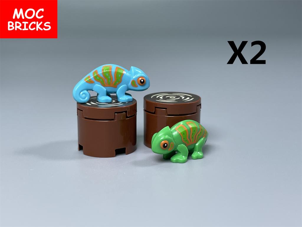 Non-Toxic Moc Bricks Lizard Animal 57763 Tree Rings Magnifier Diy Farm Forest Explorer Educational Building Blocks Toys Kids Gifts