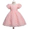 Robe de bal pour fille Robe de princesse Robe à volants avec broderie de roses 3D pour enfants pour cérémonie, anniversaire et demoiselles d'honneur