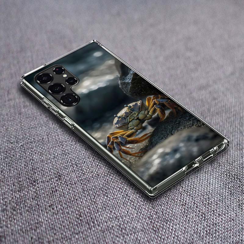 Unique Animal Crab Phone Case For Samsung Galaxy S24 S23 S21 S20 FE S22 S26 Ultra S25 Edge S10 Plus Cover Clear TPU Capa Shell C