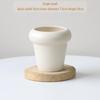 Cream Yellow Ceramic Flower Pot - INS Style, Light Luxury Succulent Phalaenopsis Planter, 2.5 Cups
