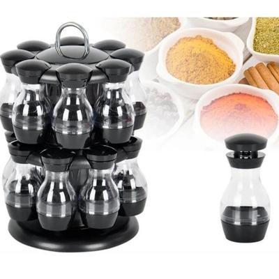 16Pcs Coffee Sugar Seal Jar Container Condiment Set 360 Rotating Spice Jar Rack Kitchen Condiment Bottle