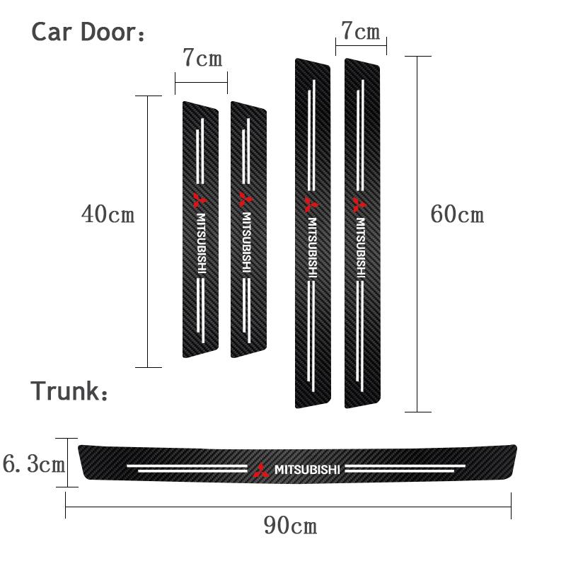 5/4 /1PCS Car Door Threshold Cover Stickers Accessorie For Mitsubishi Eclipse Lancer Outlander Pajero ASX Colt L200 Lancer Star