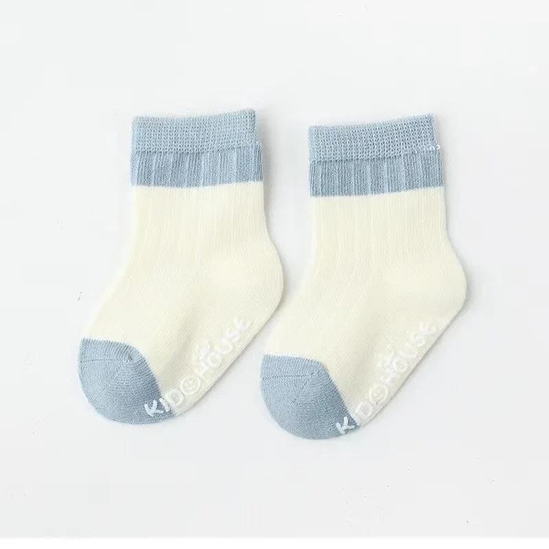 

3шт: Детские носки осенние и зимние хлопковые носки для новорожденных мальчиков и девочек свободные носки с клеевым покрытием нескользящие для малышей M 6-12)Mmonths