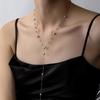 French Luxury Gypsophila Pearl Titanium Steel Necklace - Women's Fairy Style Layered Sweater Chain Set