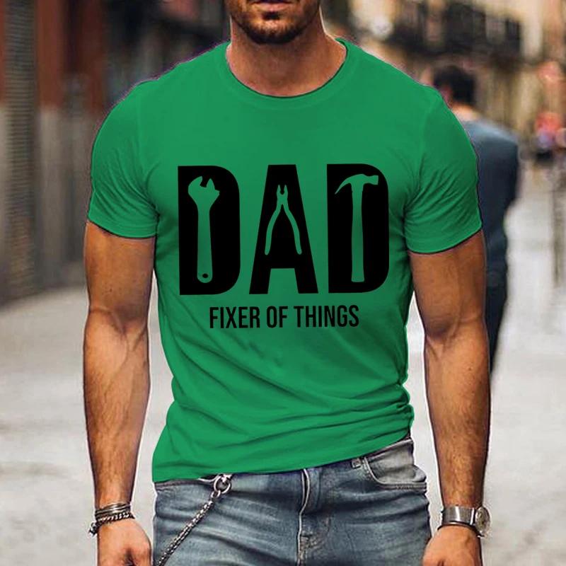 Funny Dad Birthday Shirt,Fixer of Things Shirt Men Tshirt Hip Hop Tops Summer Street T Shirt Oversize Short Sleeve New Dad Shirt