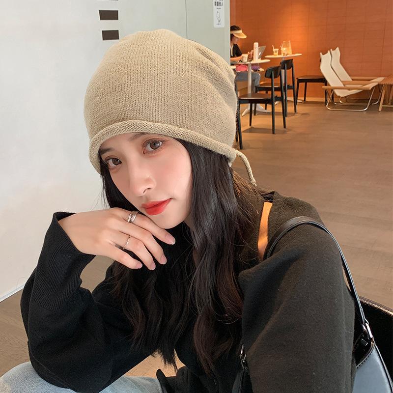 Autumn and Winter Knitted Hat Season Pile Hat Japanese Style Black Versatile Wool Big Head Circumference Baotou Confinement Cold Hat Men's Trend