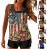 Women’s Tankini Set with Star Print Top and Solid Shorts Sleeveless Swimwear for Beach Pool Vacation Activities