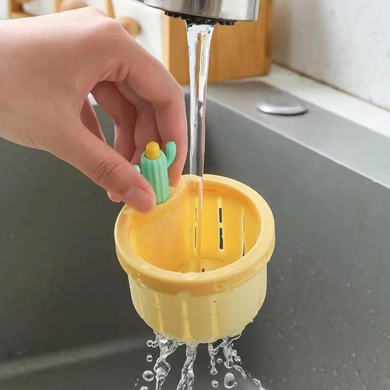 Sink Strainer Anti Clogging Cactus Shape Sink Strainer Plastic Drain Net Stopper Sink Waste Collector Kitchen Accessories