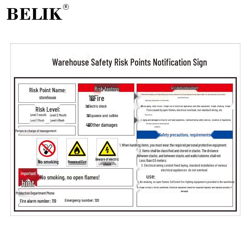 BELIK Warehouse Safety Risk Point Sign 52*40CM