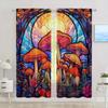 2pcs Colored Glass Mushroom Printed Curtain for Home Decor - Rod Pocket Window Treatment for Bedroom,Office,Kitchen, Living Room