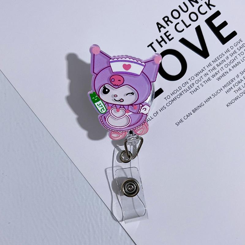 1 Piece Working Permit Pass Card Clip Cartoon Sanrio Badge Cute Melody Reel Retractable Id Name Card Clips For Nurse Badge