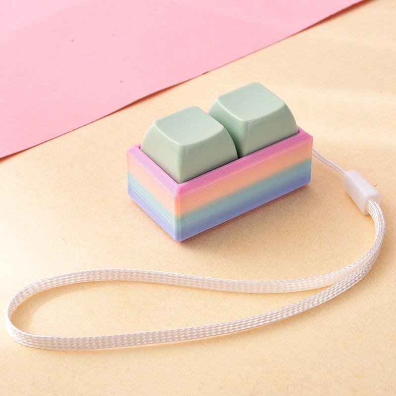 Lightweight Push Button Stress Relieving Toy with Lanyard Sensory Fidget Toy for ADHD Adults Kids Anxiety Relief