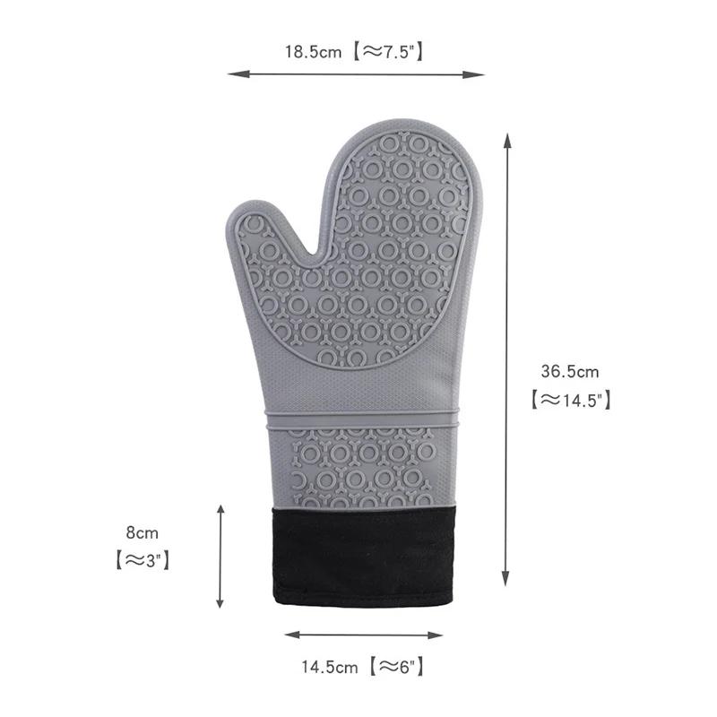 Guantes de Silicona Gruesos para Hornear Impermeables Resistentes al Calor Manopla de Horno con Algodón Cocina Cocinar Microondas Guantes para Barbacoa Salvamanteles
