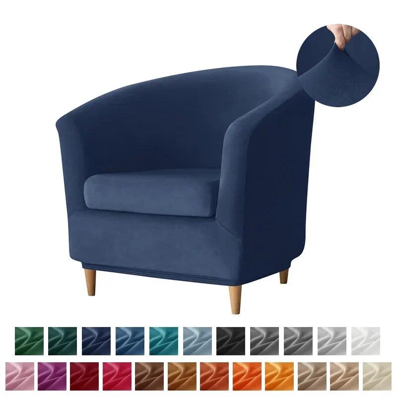 Velvet Club Bath Tub Armchairs Covers Solid Color Single Sofa Slipcover Stretch Couch Cover for Bar Counter with Seat Covers
