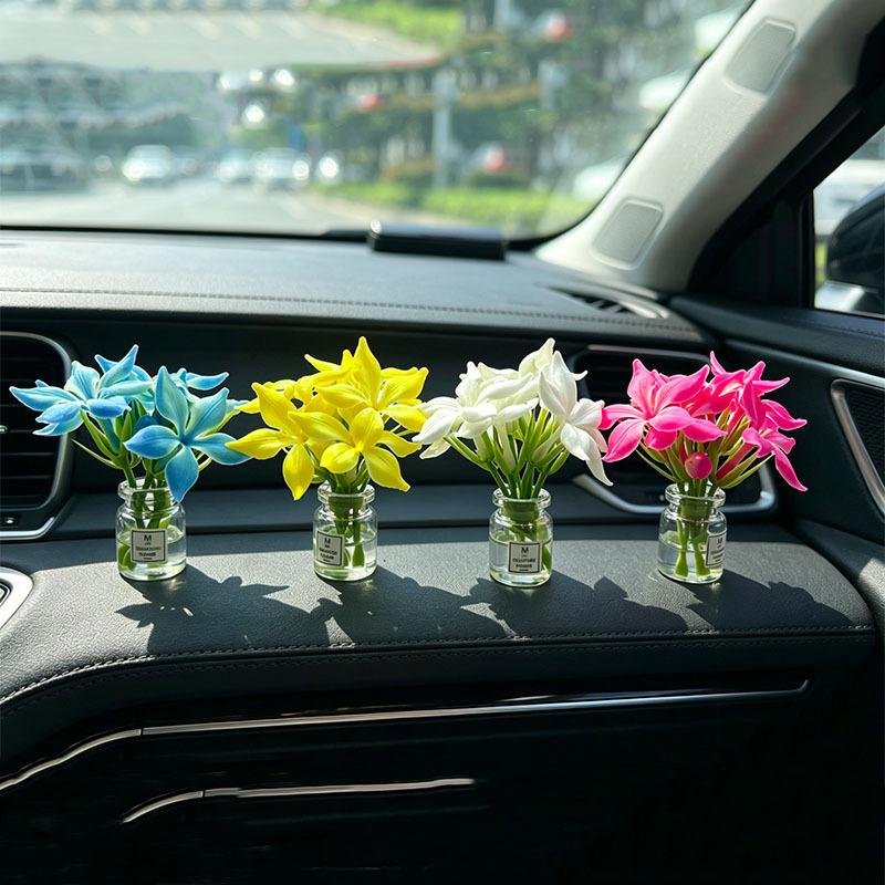 1Pcs 1:12 Scale Mini Flower Glass Bottle Car Ornament Dollhouse Accessories Simulation Fake Flower Miniature Floral Model