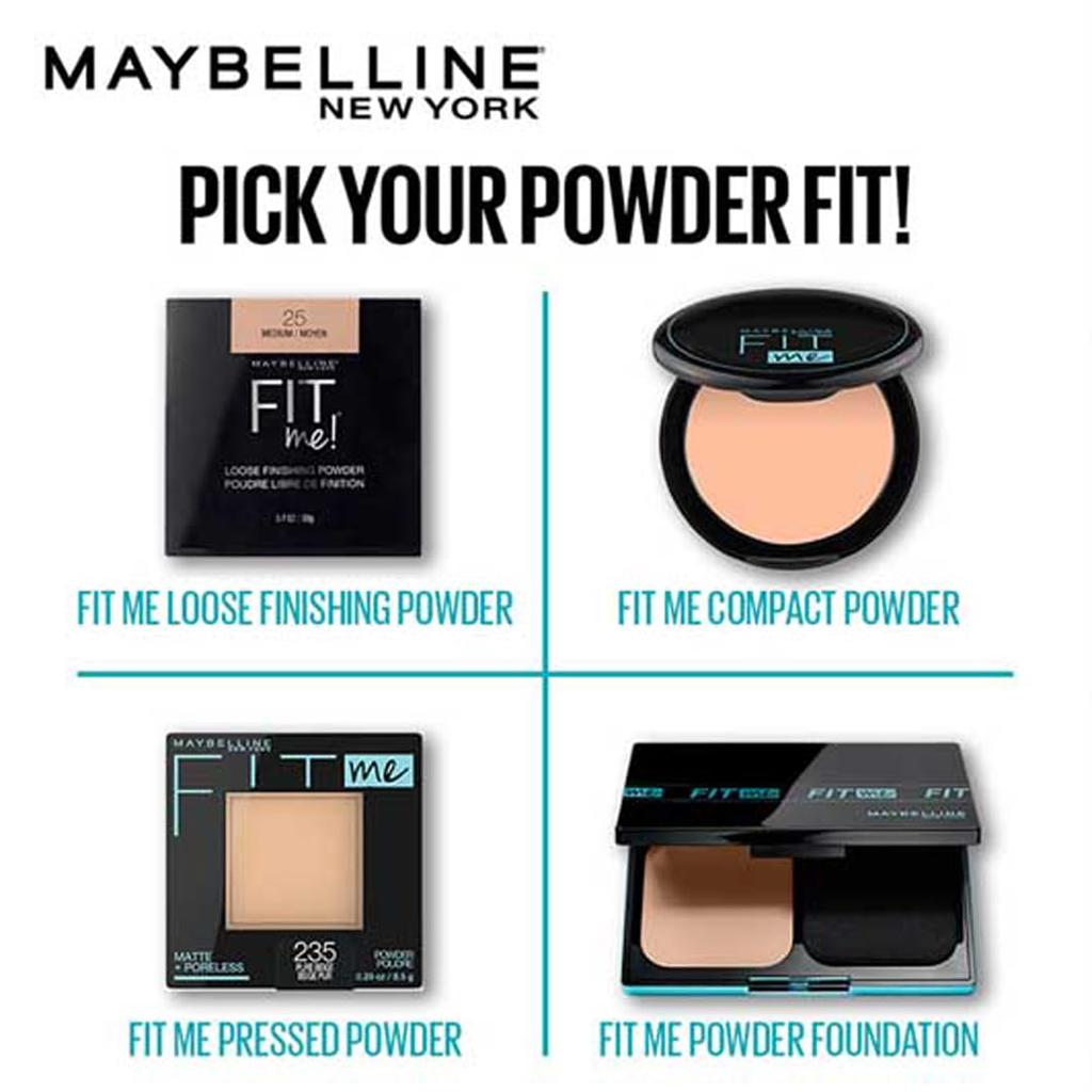 Maybelline New York Fit Me Powder Foundation Pressed Compact 235 Pure Beige Long Lasting Matte Finish 8.5g