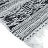 Tapis salon en coton bande relief blanc-noir 190x290