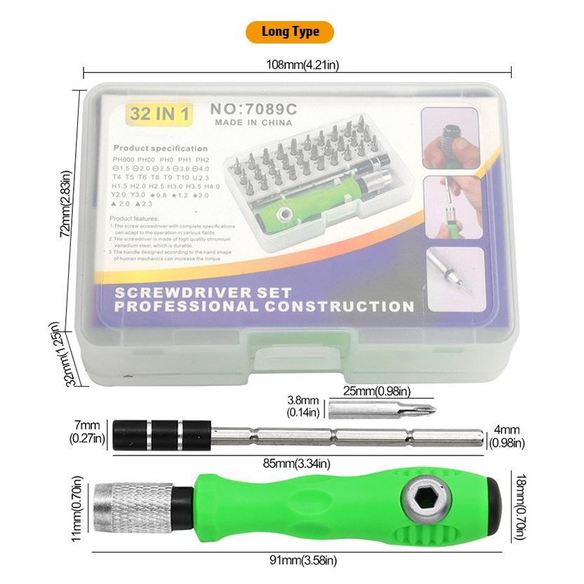 32 in 1 Multifunctional Screwdriver Set Small Screwdriver Torx Phillips Magnetic Screw Driver Bit Portable Repair Tool Kit