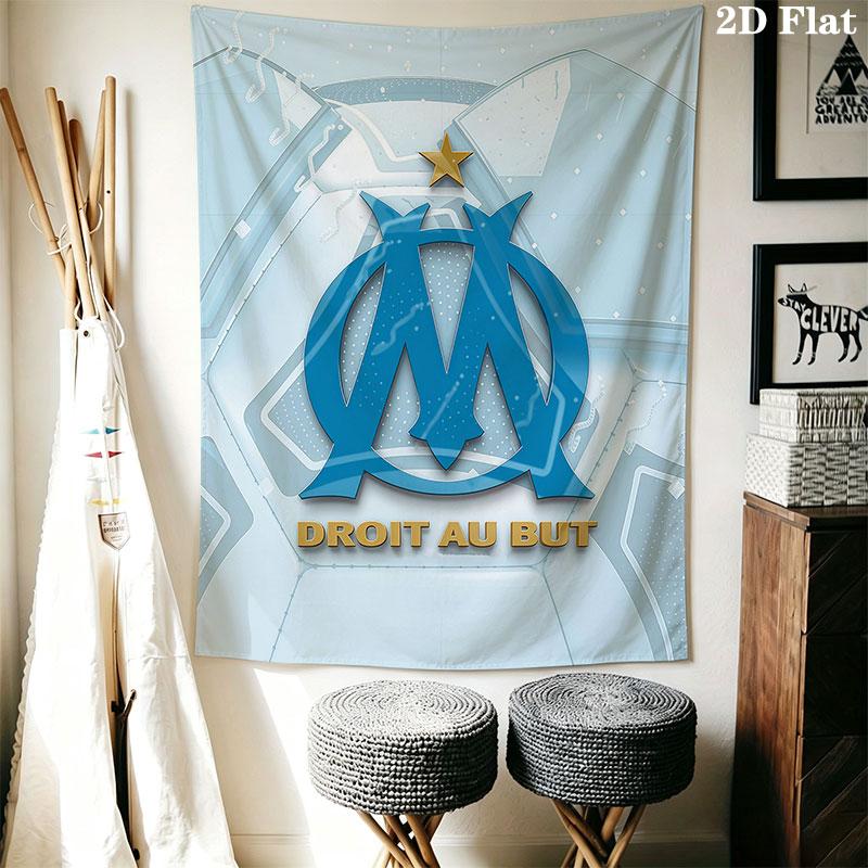 Olympique De Marseille Wall Hanging Printed Fabric Blanket Decorative Tapestries for Bedroom Living Room Home Decor