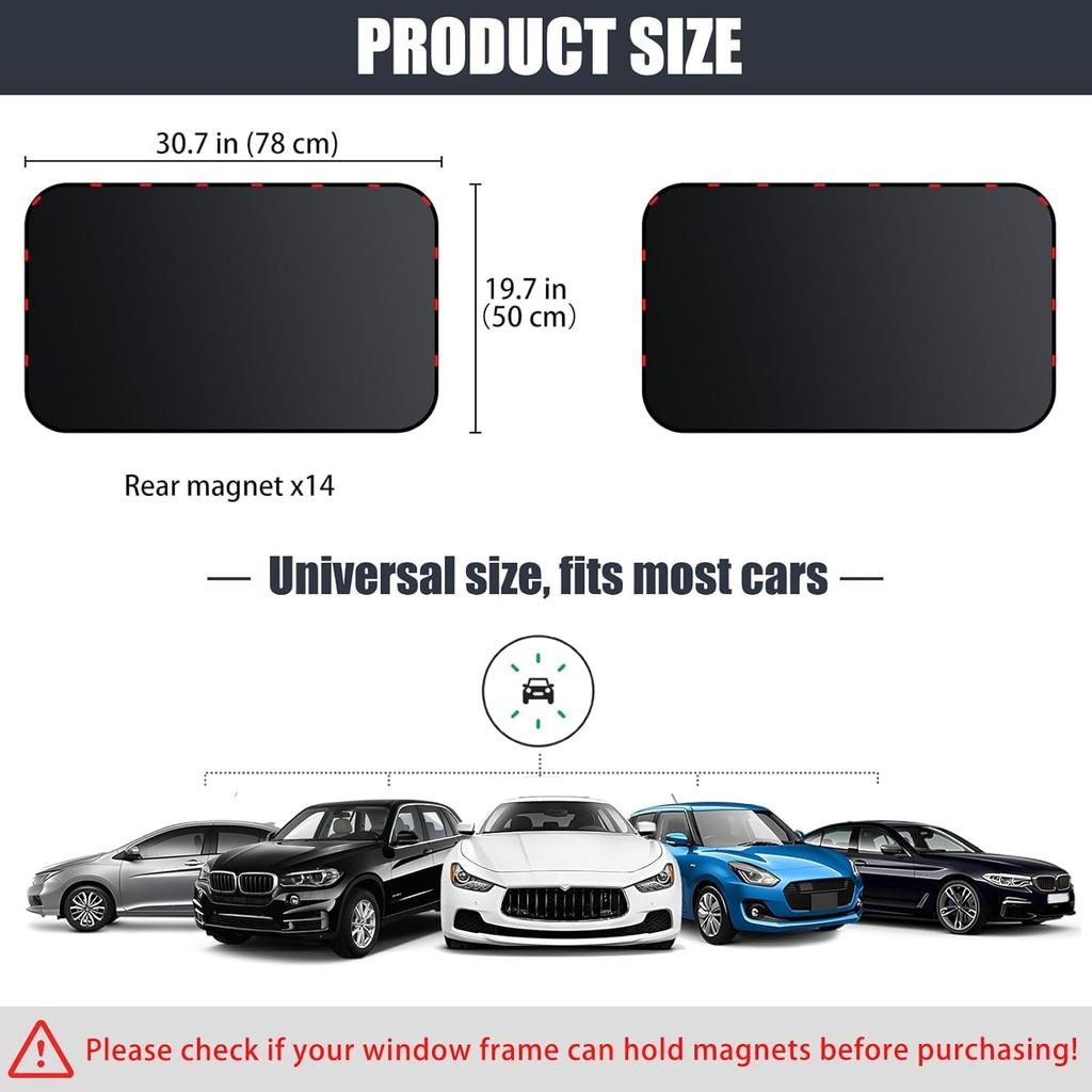 ZATOOTO Car Window Shade For Baby Car Privacy Shades Full Blackout Car Window Covers For Back Window Magnetic Side Window Shade Universal Cool Down