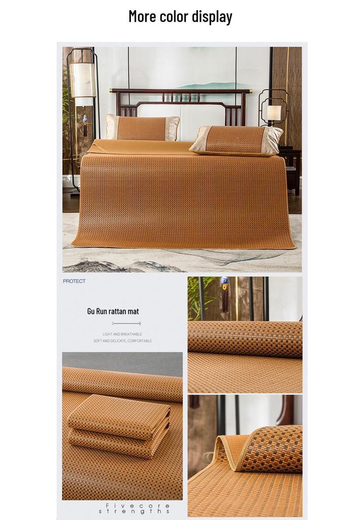 Thickened Foldable Summer Ice Silk and Rattan Sofa Cushion Mat with Wool Material