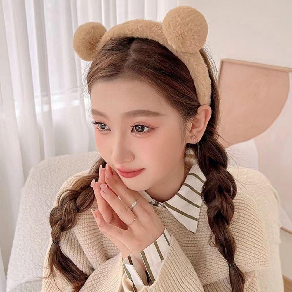 Cartoon Headband Non-slip Hair Hoop Headwear Plush Hair Bands Women