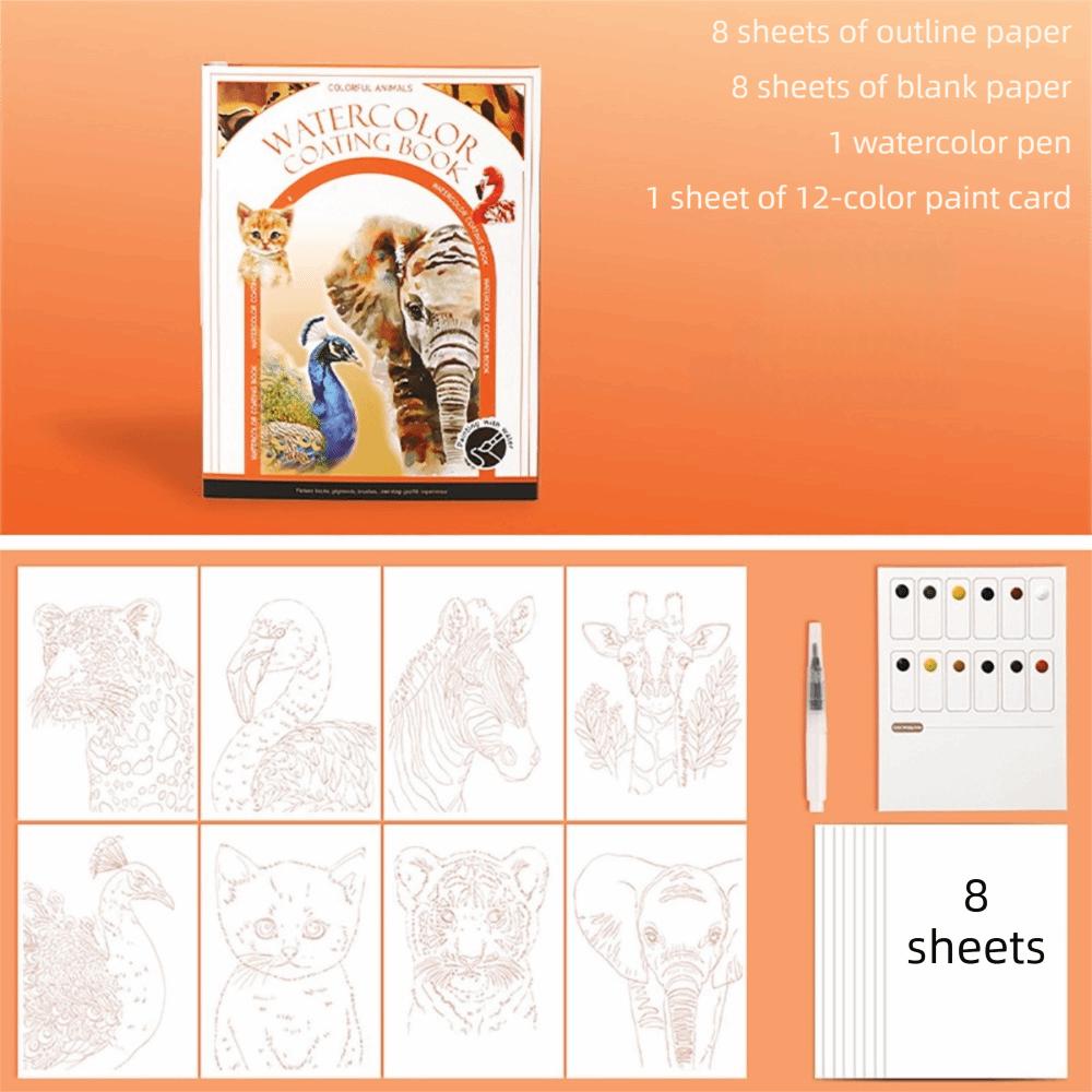 Decompression Coloring Book Set Tri-fold Drawing Notebook New Art Painting Book  Art Painting