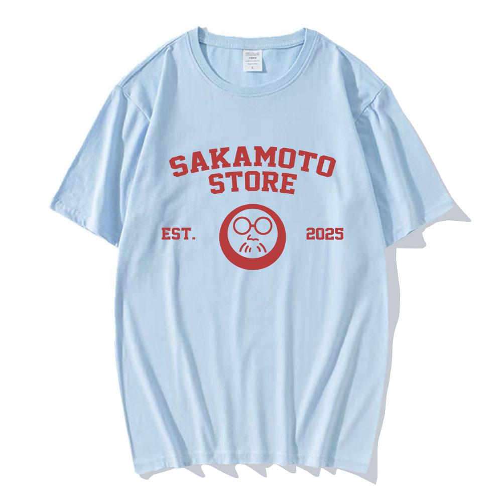 Sakamoto Store EST 2025 Tshirts Cartoon Manga Sakamoto Days Printing T-shirt Short Sleeve Cotton Men Tee-shirt Unisex Streetwear