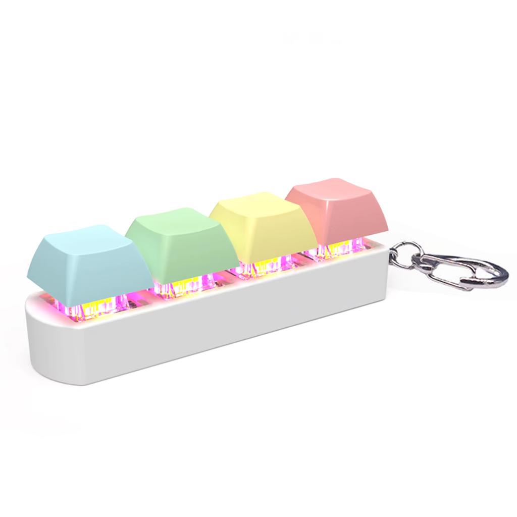 Mechanical Keyboard Switch Keychain 4 Key Fidget Toy Stress Relief DIY Pressing Sensory Gift for Adults