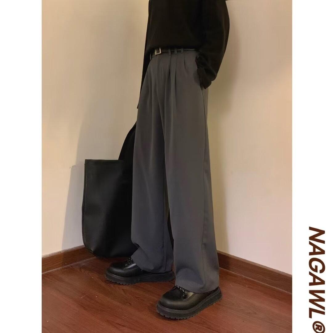 

Мужские коричневые ретро брюки палаццо из ледяного шелка - Весенне-летний свободный повседневный стиль M серый