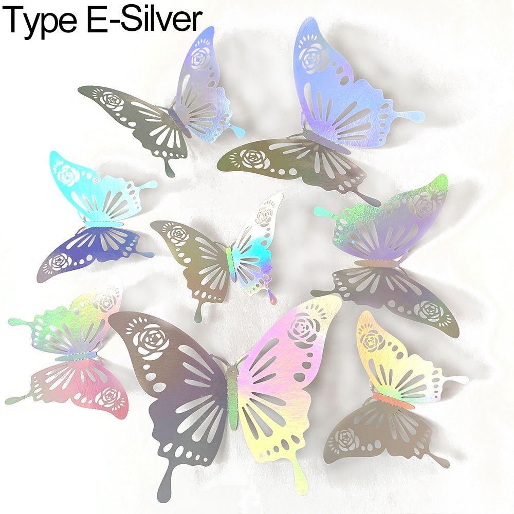 DIY Accesories Party Wedding Supplies Home Decoration Hollow Butterflies 3D Butterfly Stickers Wall Decals Colorful Silver Gold