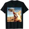 Alien UFO Funny Cat T-Shirt Cat Lovers Cute Animal Casual  Daily Four Seasons Mens T Shirts Tees Anime Clothes