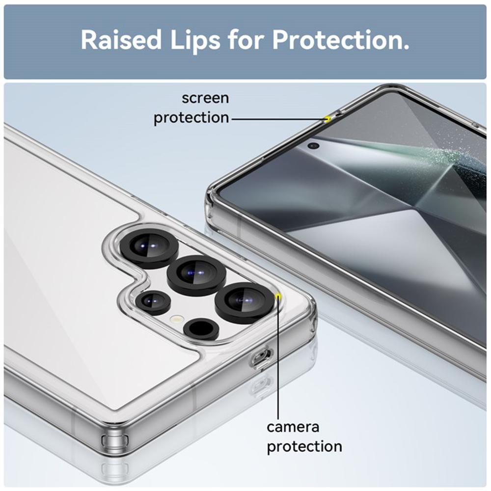 WANLONFENG MF2 Series For Samsung Galaxy S25 Ultra Case TPU Acrylic Clear Phone Cover with 2Pcs Tempered Glass Film