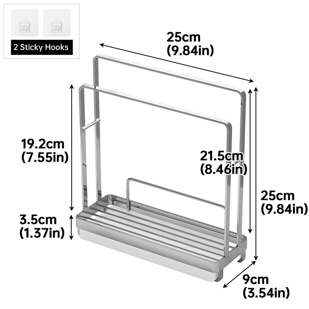 Stainless Steel Kitchen Cloth Storage Rack, Magic Organizer for Dishcloths, Draining Rack for Windowsill and Sink Gaps, Narrow Towel Rack