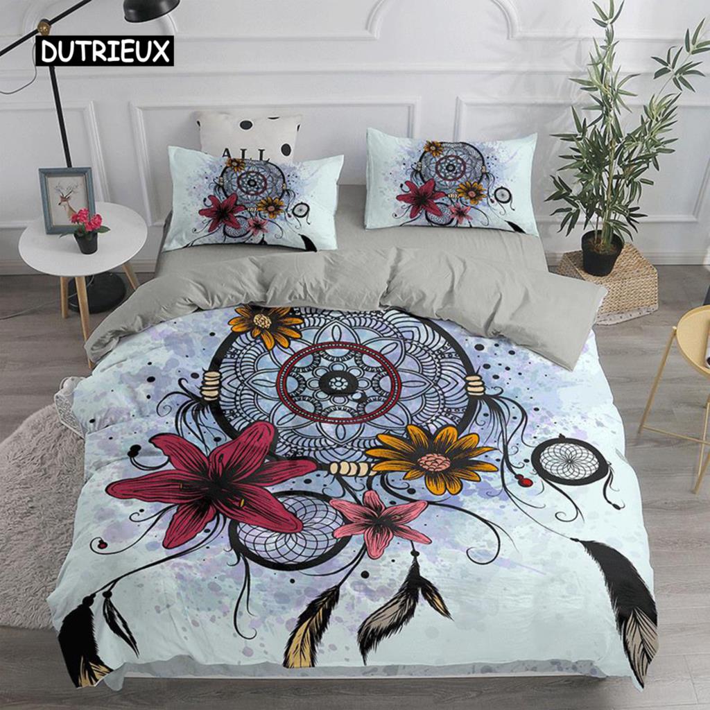 Traumfänger-Bettwäscheset, eleganter Bohemian-Bettbezug, Queensize-Bett 240 x 220, ethnischer Bettbezug, Einzel-, Doppel- und Kingsize-Bettbezug