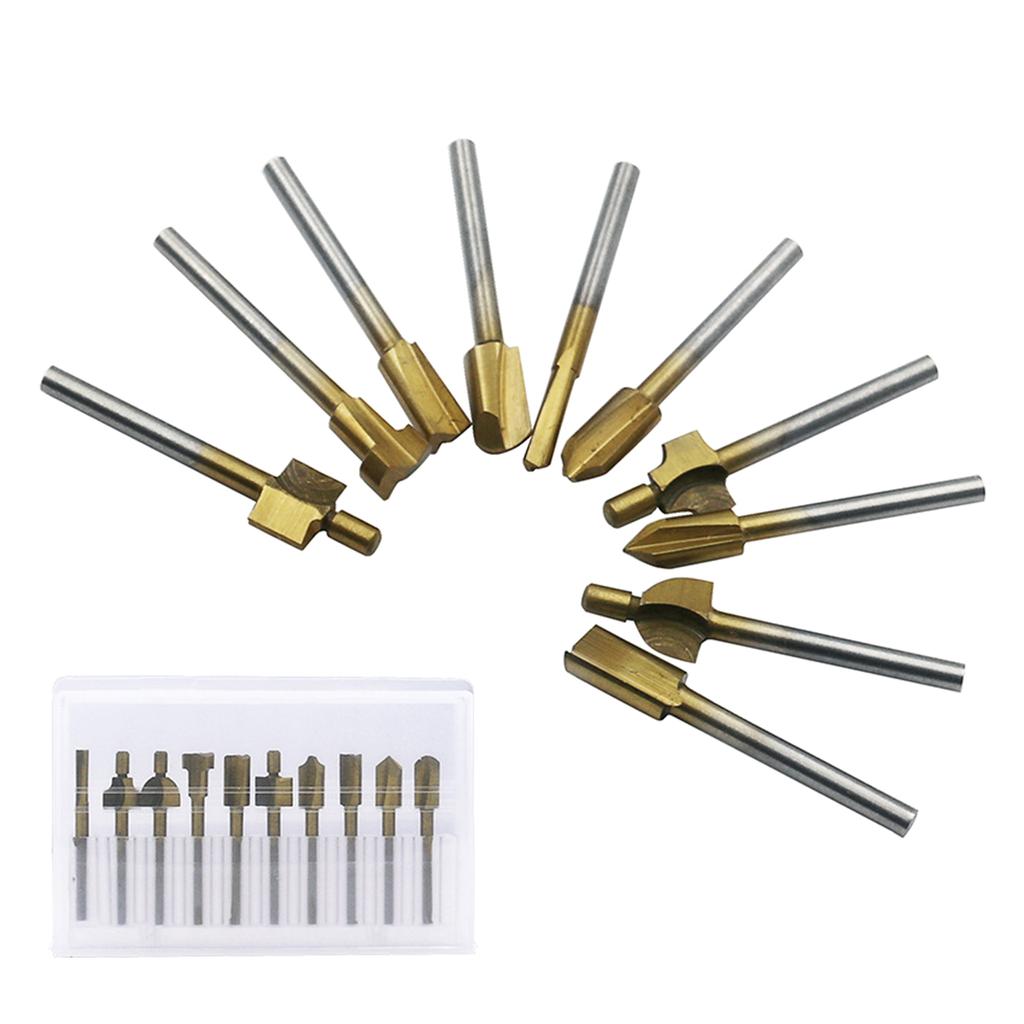 10 ks/lot 1/8" Frézy Dřevoobráběcí Frézovací Rotační Nástrojová Sada 3mm Stopky Truhlářské Frézy Pro Rotační Nástroje DIY
