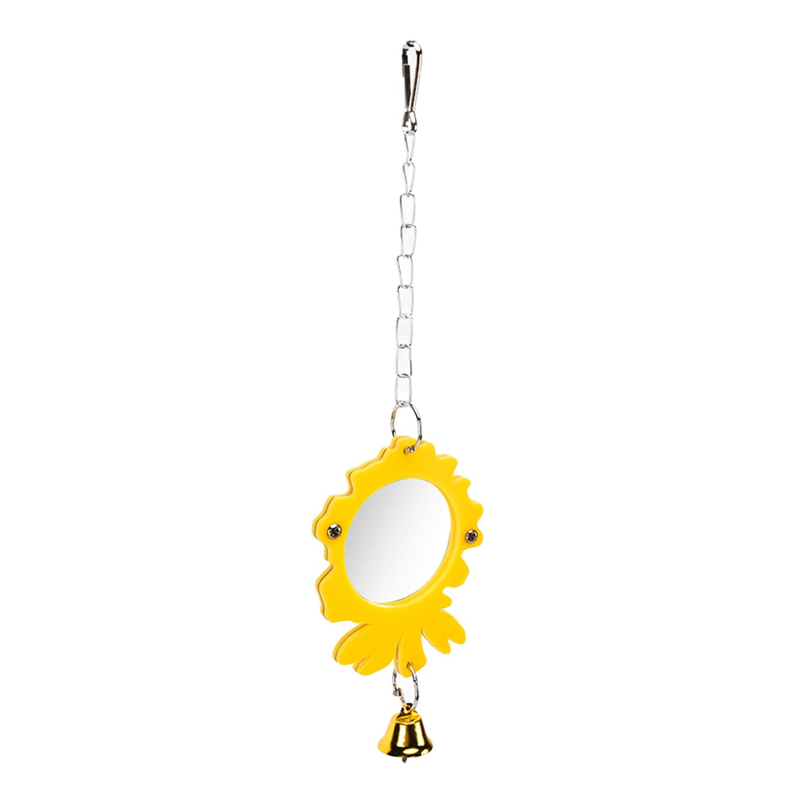 Parrot Toy Mirror Parrot Toy Cute Hook Design Mirror with Bells for Small Medium Sized Birds