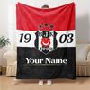 Name Custom Besiktas JK 1903 Print Flannel Blanket High Quality Warm Comfortable Cover for All Seasons Perfect for Gifts Home Decor