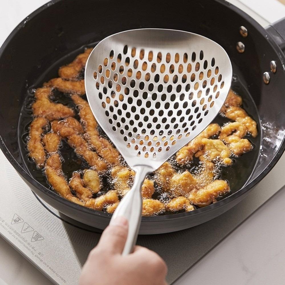 New Large Colander Durable Heavy Duty Skimmer Spoon Stainless Steel Food Strainer Spoon For Frying and Cooking
