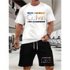 Men's T-shirt and Shorts Set Summer Casual Loose and Fashionable Calvin Letter Print Comfortable Round-neck Short-sleeved T-shir