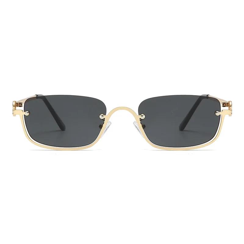 Square Small Frame Sunglasses For Women Fashionable And High-End Half Frame Sunglasses Trendy Sunglasses Uv Resistant