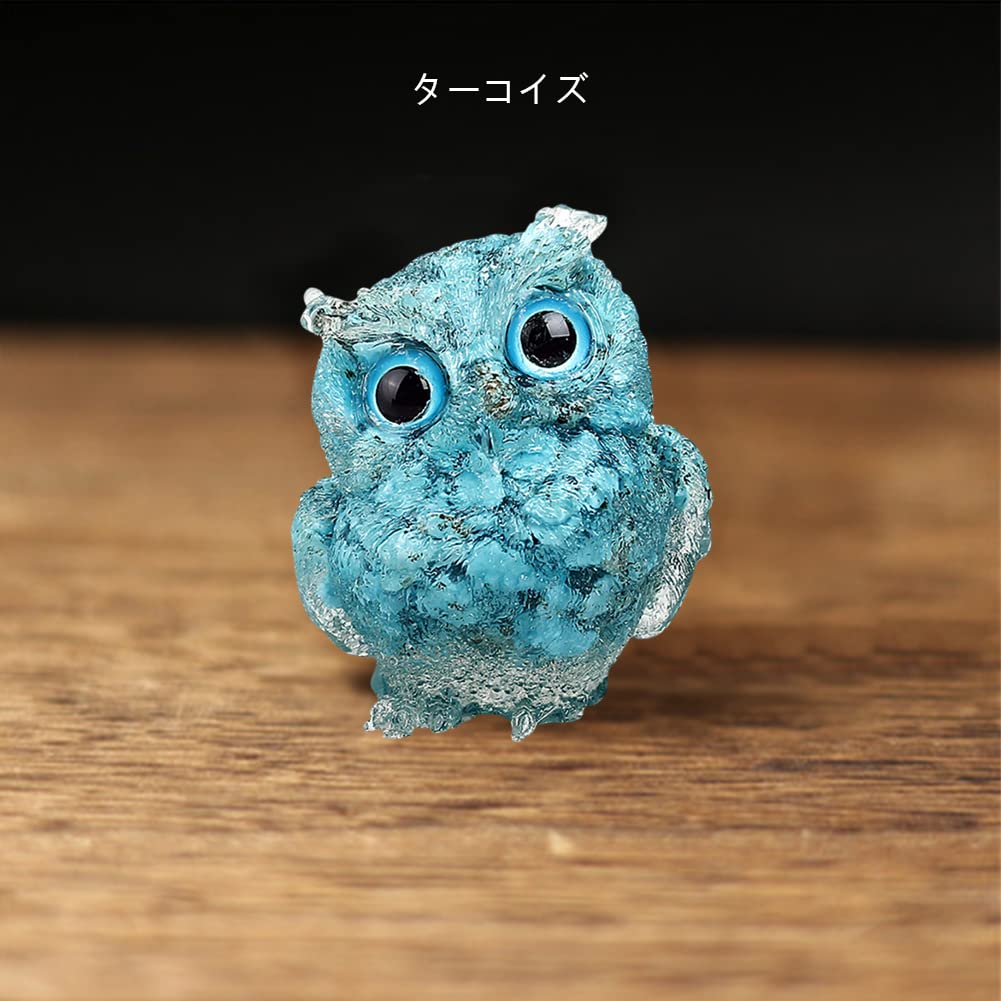 YUYAKESHI Owl Cute Mini Handmade Natural Stone Resin Decorative Tabletop Random Eye Color Figurine, Mascot, Owl, Entryway, Owl, Accessory, Decor,