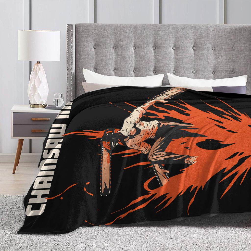 Anime Chainsaw Man Superweiche Decke Kobeni Manga Denji Power Reze Plüsch-Kuscheldecke Stuhl Flanell-Tagesdecke Sofa-Bettbezug